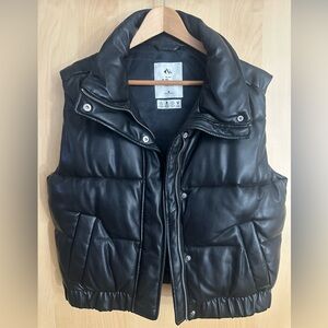 Abercrombie & Fitch Women's Black Faux Leather Puffer Vest